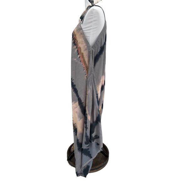 The Pō`alima Romper Cerulean Blue Gray/Pink/Charcoal Tropical Boho Wide Leg - Picture 8 of 11